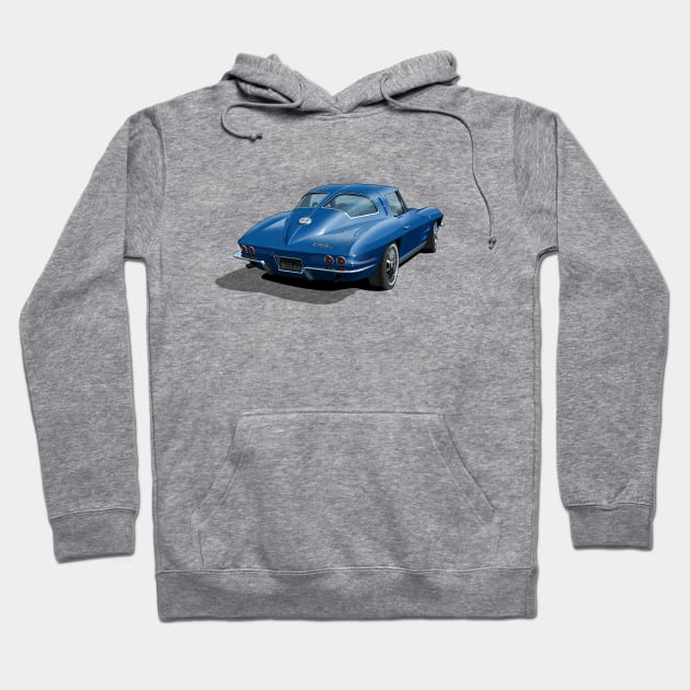 1963 Corvette in dark blue Hoodie by candcretro